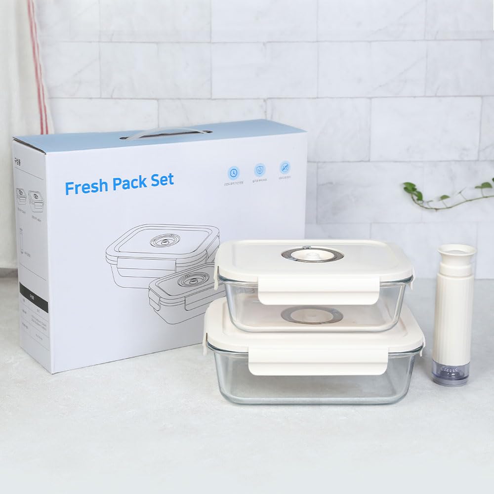 HouseTip Airtight Food Storage Containers – Vacuum Seal Freezer Storage Set with 2 BPA-Free Containers & Manual Air Pump