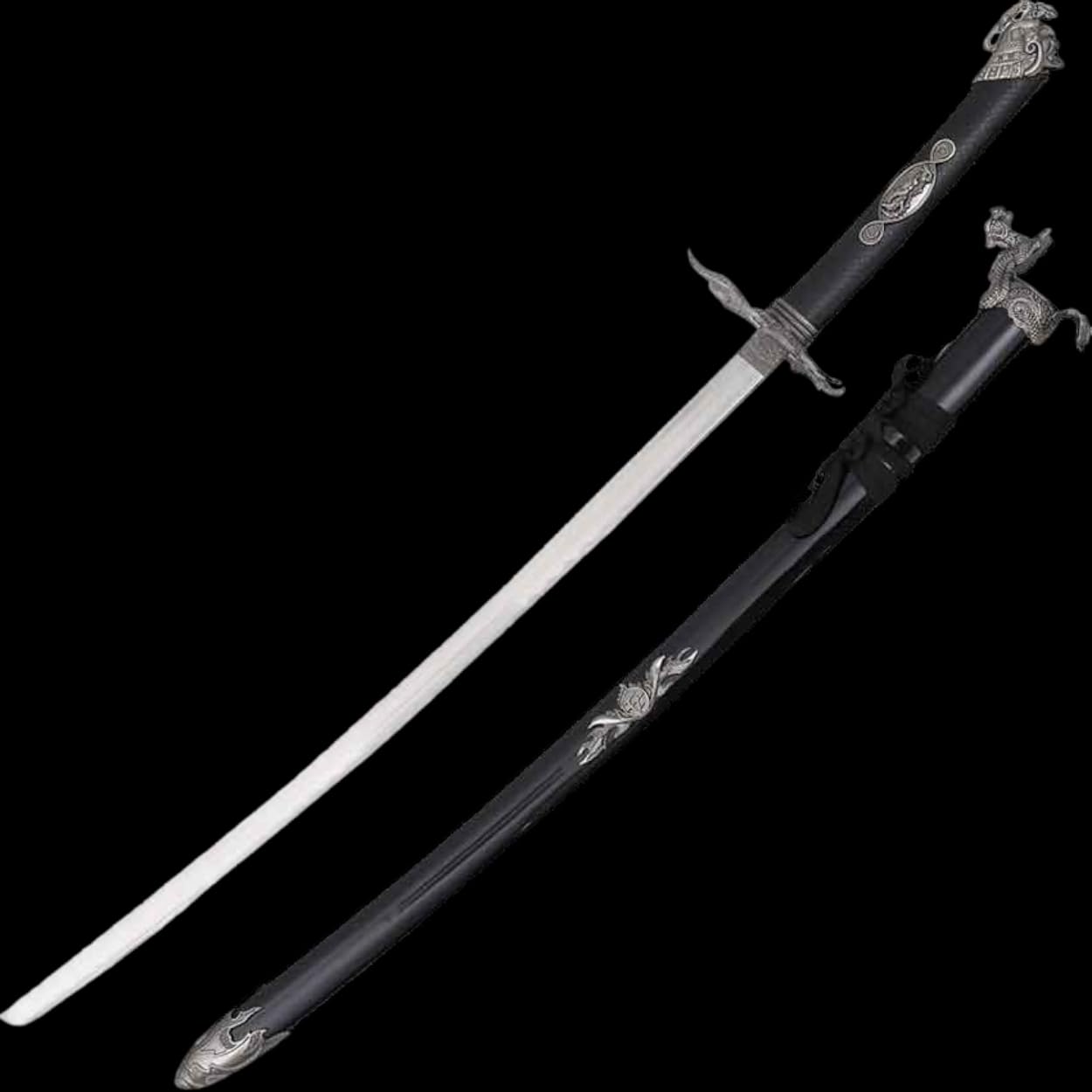 Katana Schwert echt Samurai Schwert aus Stahl mit Einer Scheide und Stand zur Dekoration für einen Sammler oder als Geschenk JL-055B