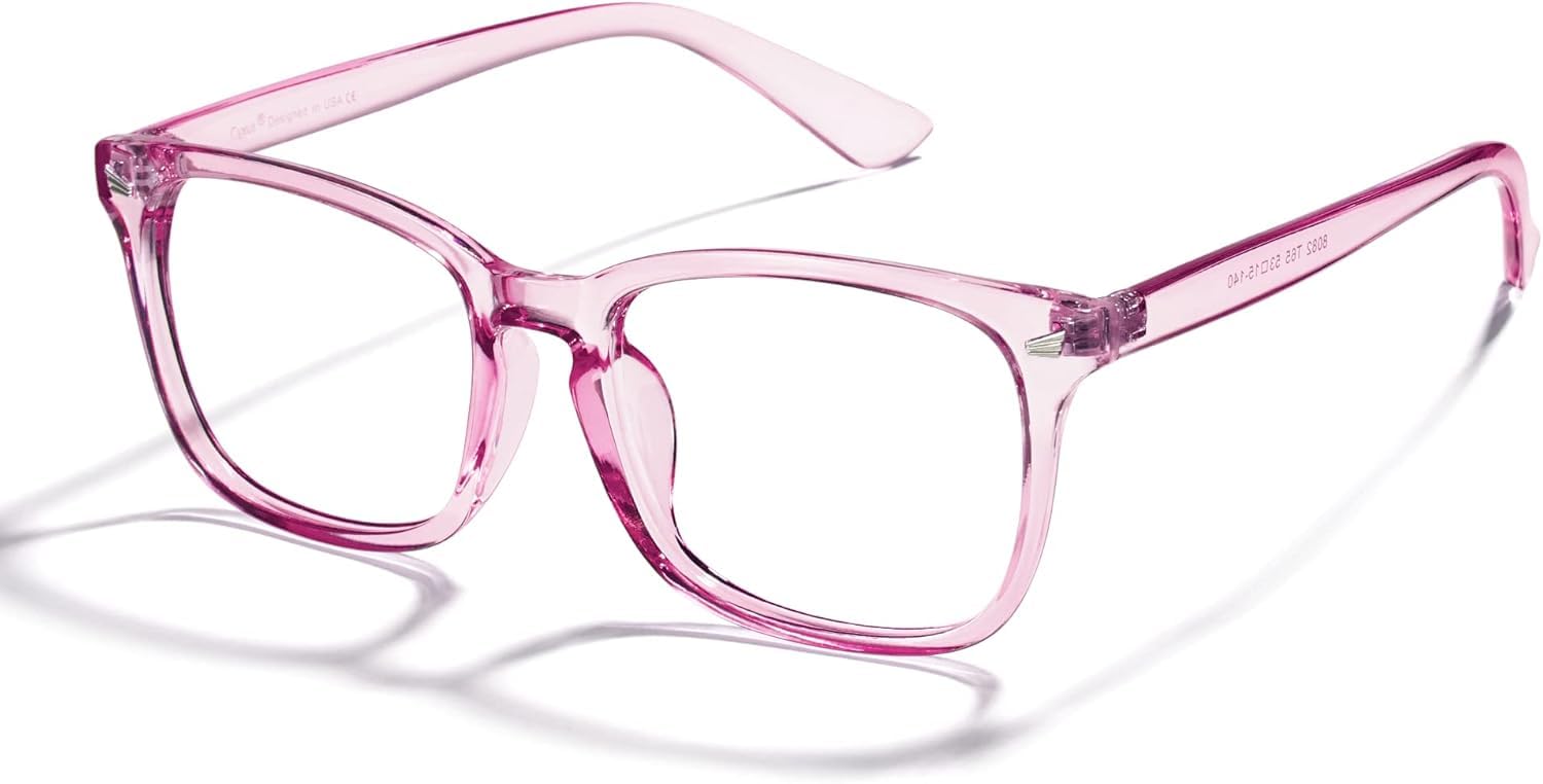 Black Jones Blue Light Blocking Glasses Gaming Filter Transparent Square Eyeglasses for Eye Protection Men Women, Computer/Tablet/Laptop/Mobile/TV, Anti-blue & Anti eyestrain (PINK) (B0D9WLYX56) Amazon Price History, Amazon Price Tracker