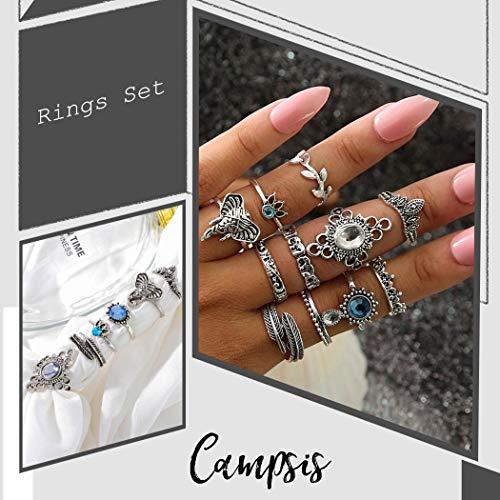 Campsis 12Pcs Boho Crystal Ring Sets Knuckle Stacking Multi Size Rings Elephant Mid Ring For Women And Girls #TOP5