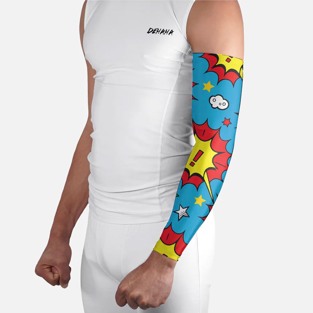 DEHAHA Boom Kids Arm Sleeves Compression Sun Sleeves for Basketball Shooter, Youth XS