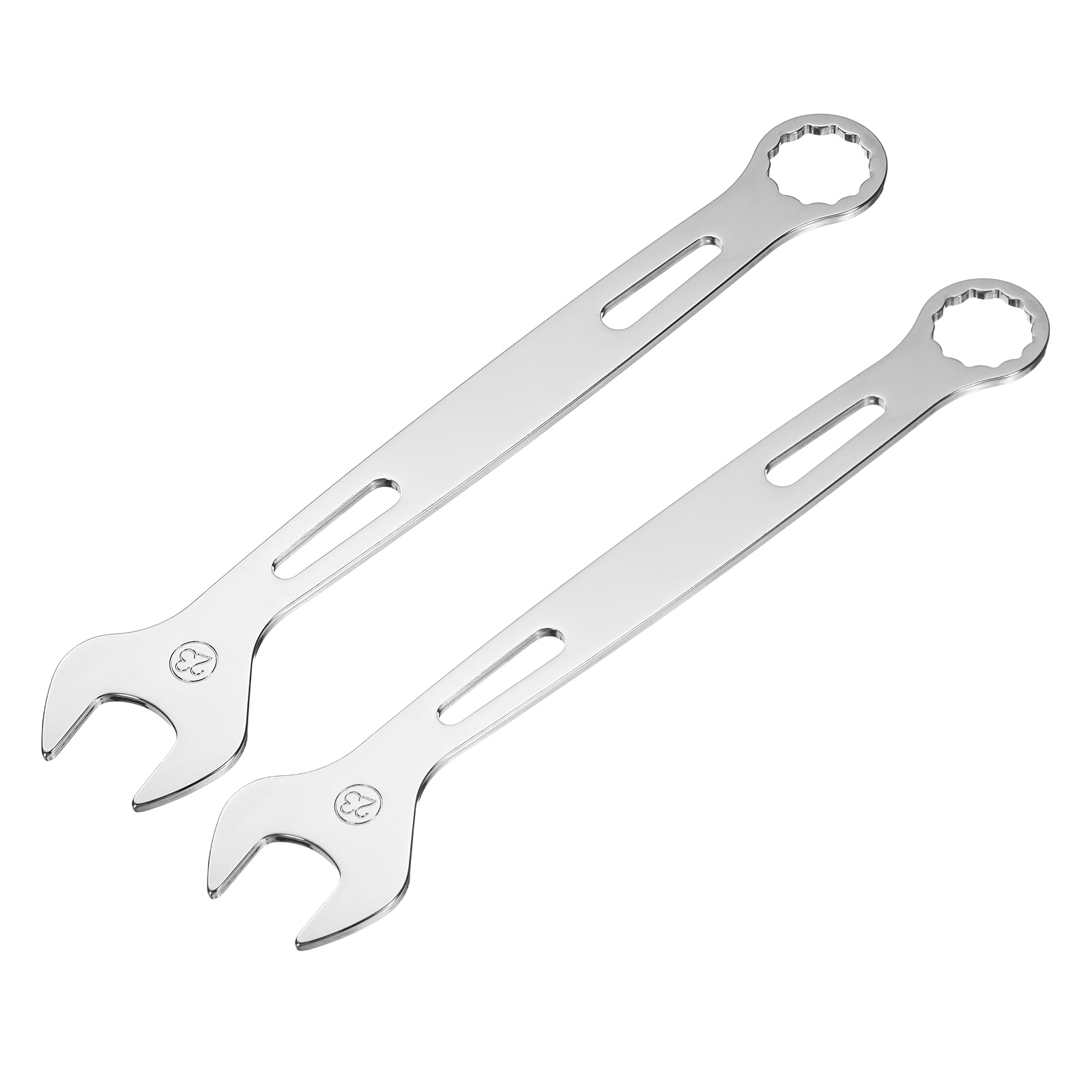 sourcing map 2Pcs Combination Wrench 23mm Metric Super Thin 12-Point Box and Open End Chrome Vanadium Steel Double Ended Spanner Tool for Automotive Furniture Machinery DIY Repair, Silver