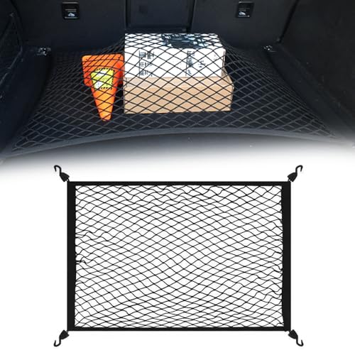 Rete Carico Bagagliaio Auto 80 x 60 cm Espandibile Fino 200 x 110 cm, Portabagagli Organizer Rete Elastico con 4 Ganci, Universale Rete Bagagliaio per Auto, Alla Maggior Parte dei Bagagliai Dell'auto