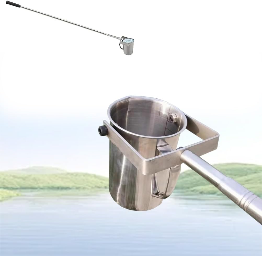 Telescopic Water Sampler 304 Stainless Steel Pendulum Beaker Sampling Ladle Vertical Swing Sampler Water Sampling Pole for Lake River Wellhead Reservoir,Metal 1000ml,0.65~1.5m