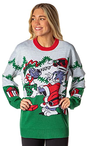 Tom and Jerry Men's Surprise Ugly Sweater Knit Pullover4