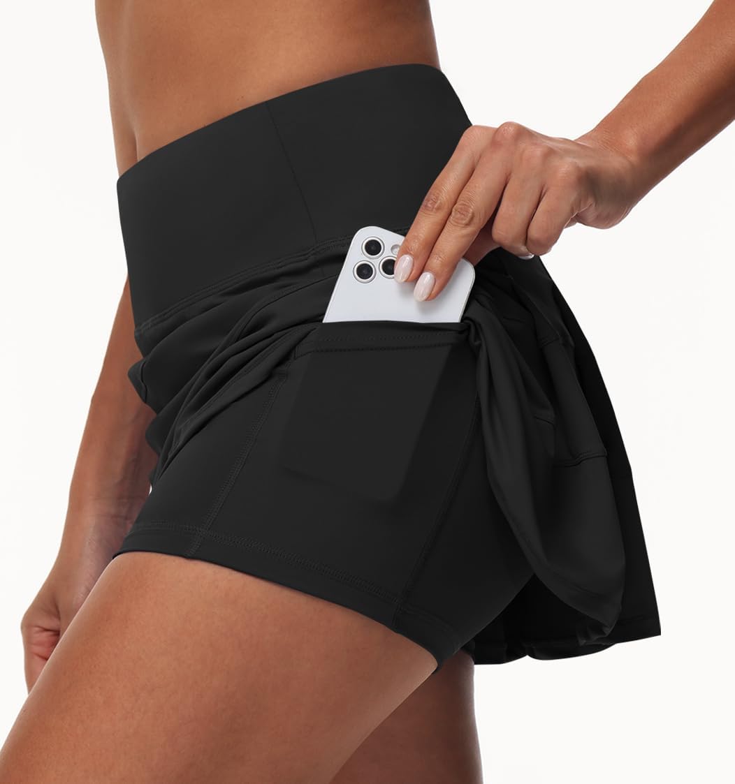 Pleated Tennis Skirt for Women with Pockets, High Waisted Golf Athletic Skort for Workout Running Pickleball