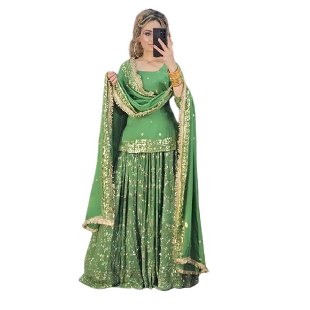 PERFECT CHOICE FABRICS GeorgetteSalwar Kameez Ready to Wear"SAnarkaliStitchedSuit Fully Stitched Suit for Women"S SF261-ver001 Light Green2 XL-picture-53