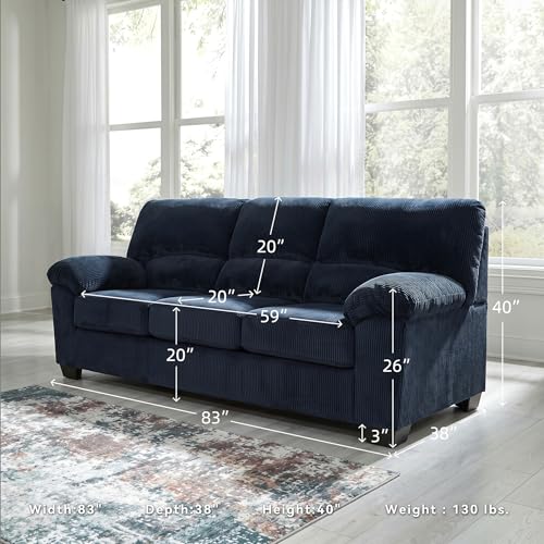 Signature Design by Ashley SimpleJoy Contemporary Sofa for Living Room, Blue - Image 4