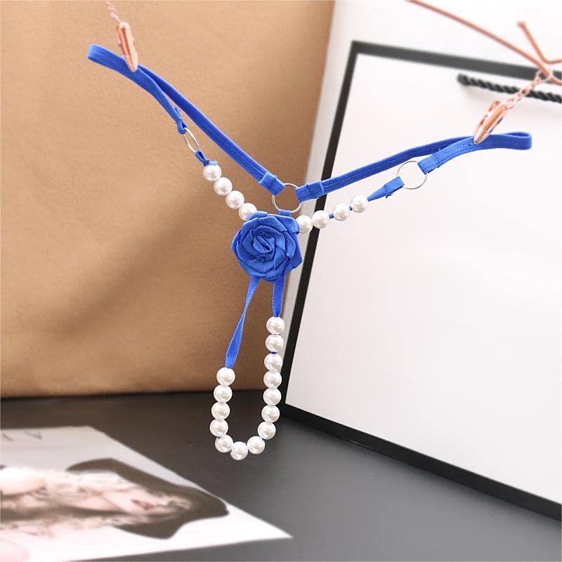Image of Women's Pearl T Back G String Embroidery Rose Flowers Beaded Thong Panty Underwear Sexy Micro Underpant Christmas