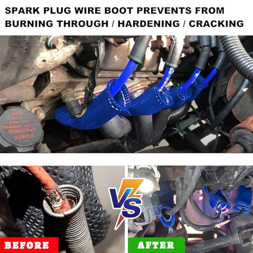 Sylvil 8 peças de botas de fio de vela de ignição, capa de manga isolante de proteção térmica automo