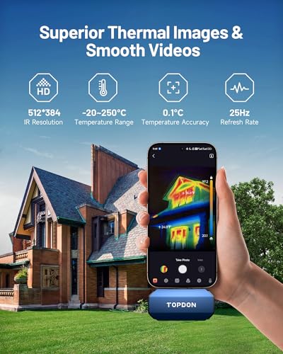 TOPDON Android TC001 Thermal Imaging Camera 256x192 Thermal Resolution Temperature Range: -20°C to +550°C for Smartphones and Tablets