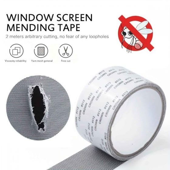 GENERIC Grey Window Screen Repair Tape, Screen Repair Kit for Windows or Doors, Strong Adhesive Screen Patch Repair Kit Fiberglass Screen Tape Mesh Repair