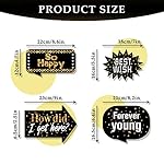 Outus 24 Pieces Photo Booth Props Birthday with Stick Happy Birthday Weddings Graduation Prom Bday Wedding New Year Party Supplies Funny Photo Booth Pose Signs Selfie for Men Women(White, Gold) - Image 4