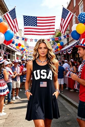 Image of Womens Sleeveless Casual Funny Patterned Holiday Dresses