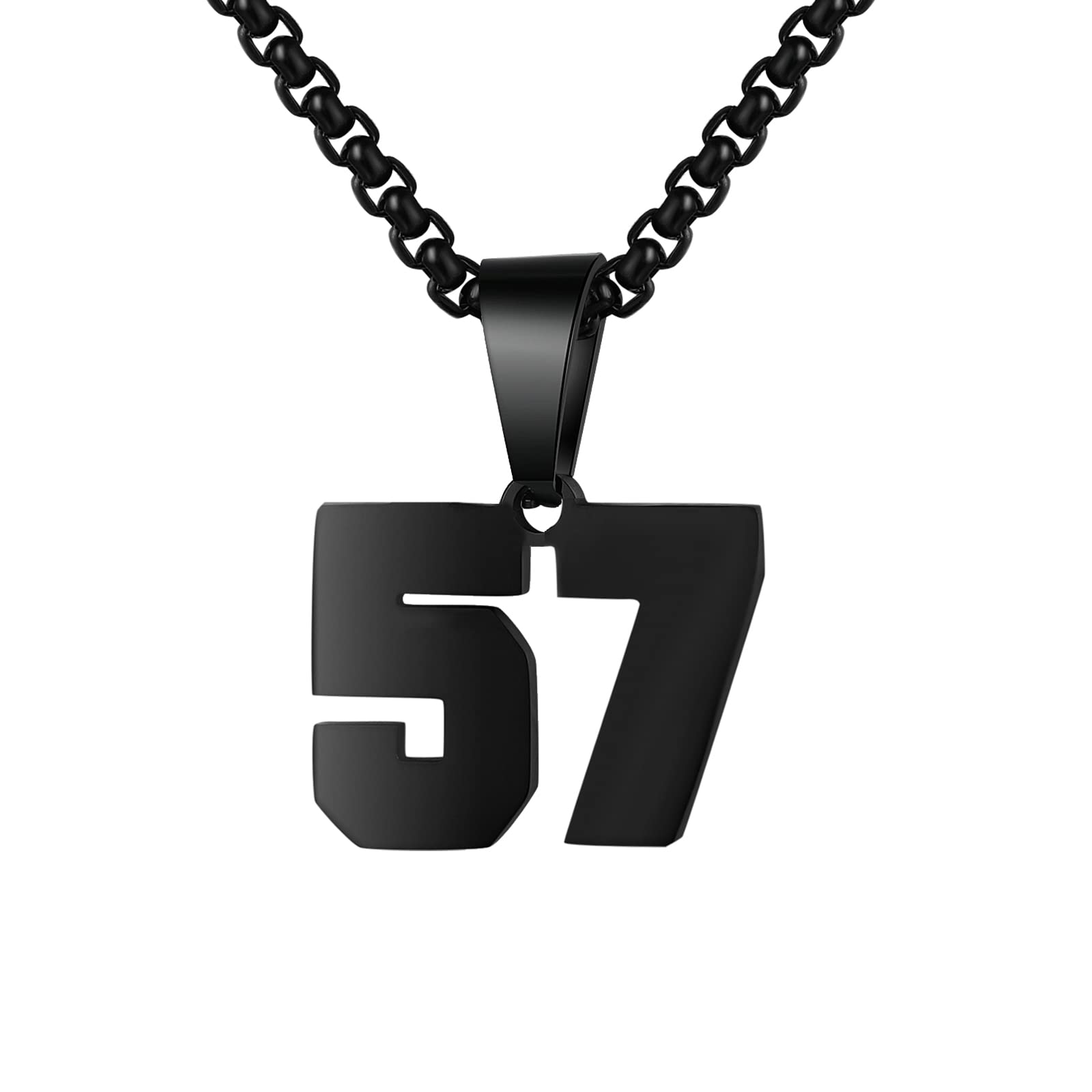 Susook Number Necklace for Boy Black Athletes Number Stainless Steel Chain 00-99 Number Charm Pendant Personalized Sports Jewelry for Men Basketball