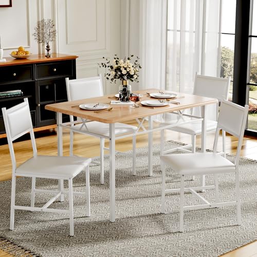 VECELO Dining Table Set for 4 with Chairs