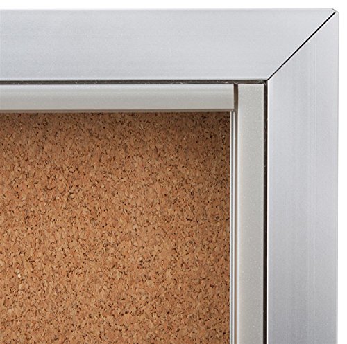 48" X 36" Enclosed Bulletin Board For Wall Mount, Indoor Use Only, 4' X 3' Cork Board With Sliding Glass Door - Silver Aluminum Frame #TOP2