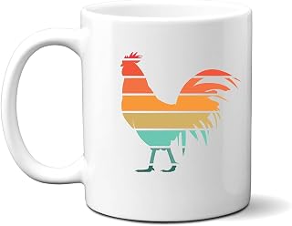 Retro Sunset Chicken Farmers Market Coffee Mug - Retro Chicken Themed Drinkware - 11oz Ceramic Coffee Mugs Cups - Birthday Christmas Thanksgiving Gifts for Men Women Friends