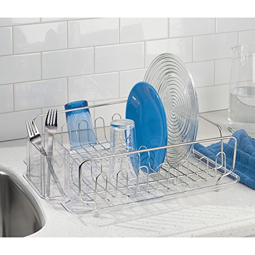 Idesign Forma Stainless Steel Sink Dish Drainer Rack With Tray Kitchen Drying Rack For Drying Glasses, Silverware, Bowls, Plates, Clear #TOP3