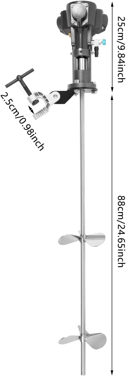 Pneumatic Bracket Mixer - 1/2HP, 50 Gallon Paint Tank, 304 Stainless Steel, Air Agitator Paint Mix Tool - Ideal for Ink Coating Mixing