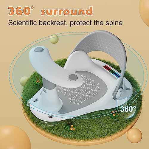 Baby Bath Seat, Infant Bath Seat for Babies 6 Months & Up, Baby Bathtub Seat with Baby Bath Thermometer/4 Strong Suction Cup Non-Slip, Compact and Foldable Toddler Bath Seat