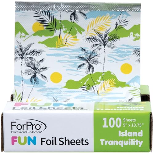 ForPro FUN Island Tranquility 5" Foil Sheets, Aluminum Hair Foils for Color Application and Highlighting Services, Food Safe, Pop-Up Dispenser, 5” W x 10.75” L, 100-Count