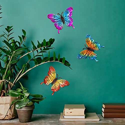 Metal Butterfly Wall Art Decor Set Of 3, 3D Metal Wall Decor For Kitchen Living Room Bedroom Terrace Balcony Patio Fence Outdoor Indoor Decoration, Wall Sculpture Art, Handmade Gifts For Family, Friends #TOP7