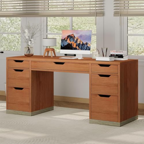 MaverickFurni Office Desk with Drawers, 54 Inch Computer Desk with