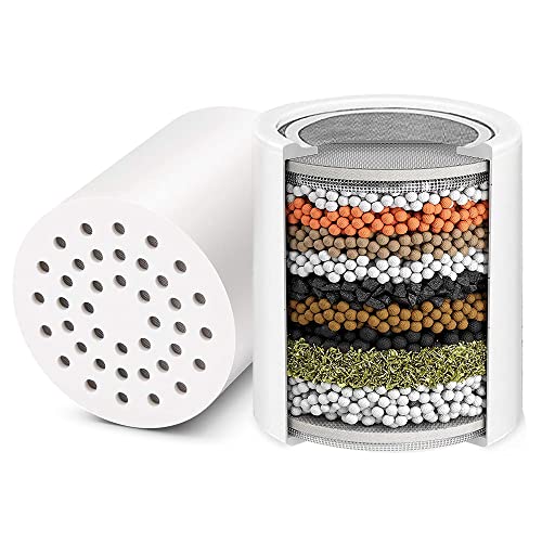 AMORIX 15 Stage Shower Filter Replacement Cartridge Reducing Chlorine Shower Water Head Filter for Hard Water Heavy Metal Impurity, Improve Skin Hair, Fit Any Similar Design Shower Water Filter