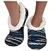 Womens Artisan Yarn Sherpa Snoozies Slipper Socks - Blue, Large