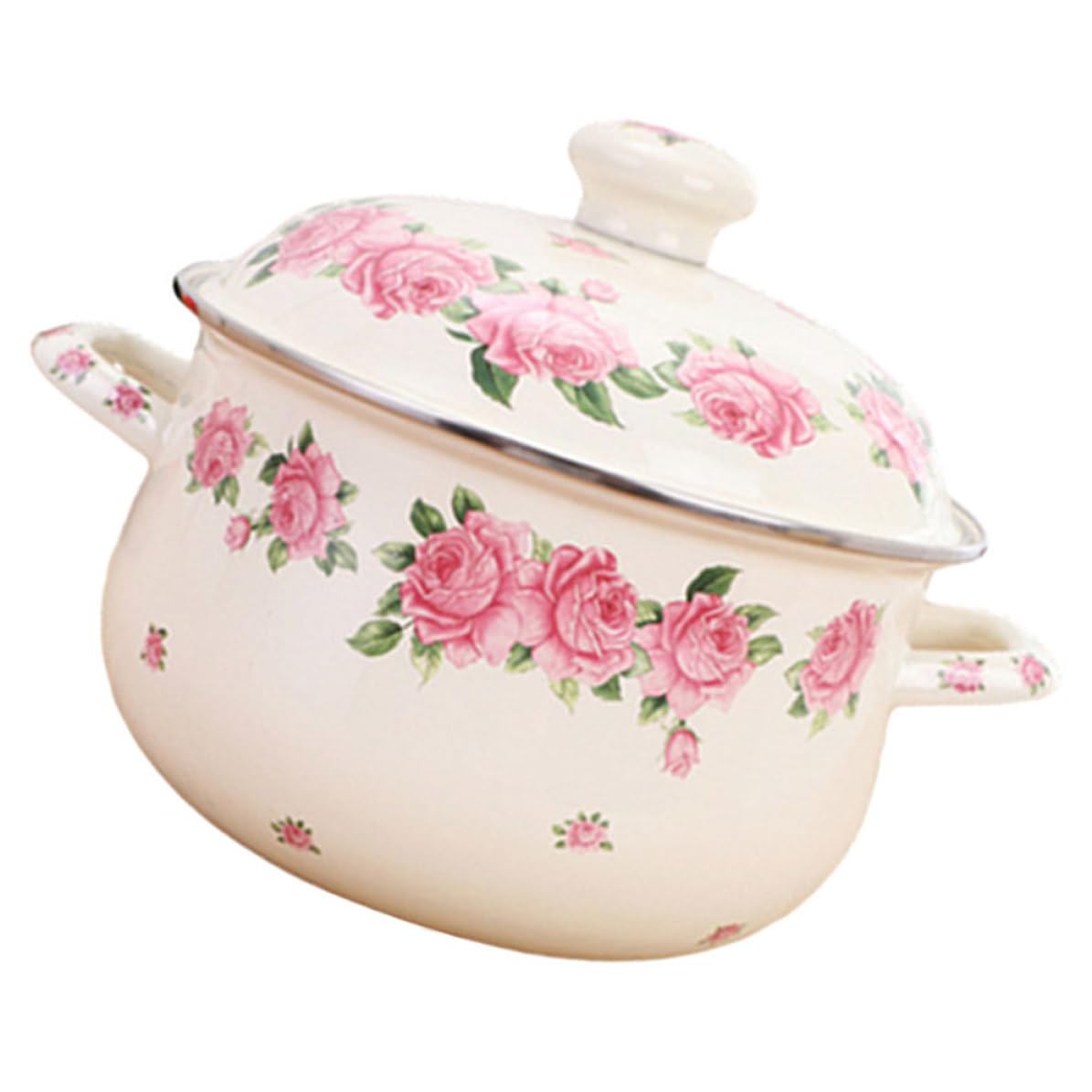 Holibanna Emaillierter Küchenkochtopf 2,8 Quart mit Griff und Deckel Ergonomisches Design Komfortabel zu Halten für Zuhause und Restaurant zum Kochen von Suppe und Nudeln