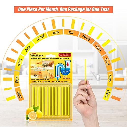 Drain Cleaner Sticks - Drain Sticks and Deodorizer Sticks for Dains Drain Stix Eliminate Unpleasant Odors for Preventing Clogs Pipe Cleaning Sticks for Drains As Seen On TV Lemon Sticks For Drains - Thumbnail 6