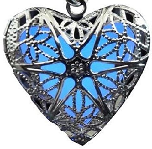 Quality Bargain Jewelry Locket Necklace for Girls Bundle with 2 Steampunk Necklaces Glows in the Dark with 24" Chain (2 Blue)