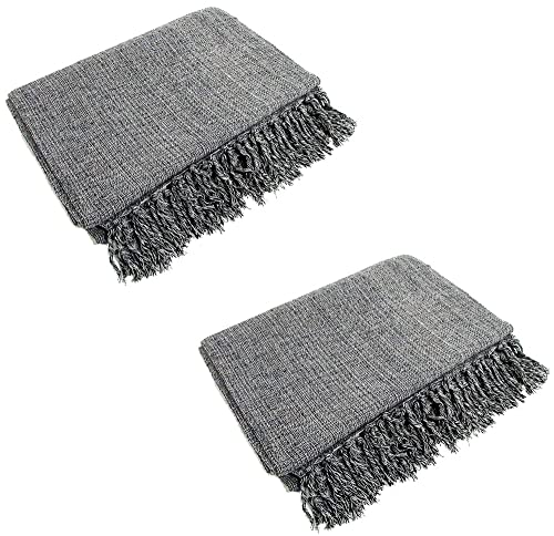 Kit 2 Mantas Para Sofá Tipo Manta Capa De Sofá 2,40 X 1,80 Cor:Cinza Mesclado