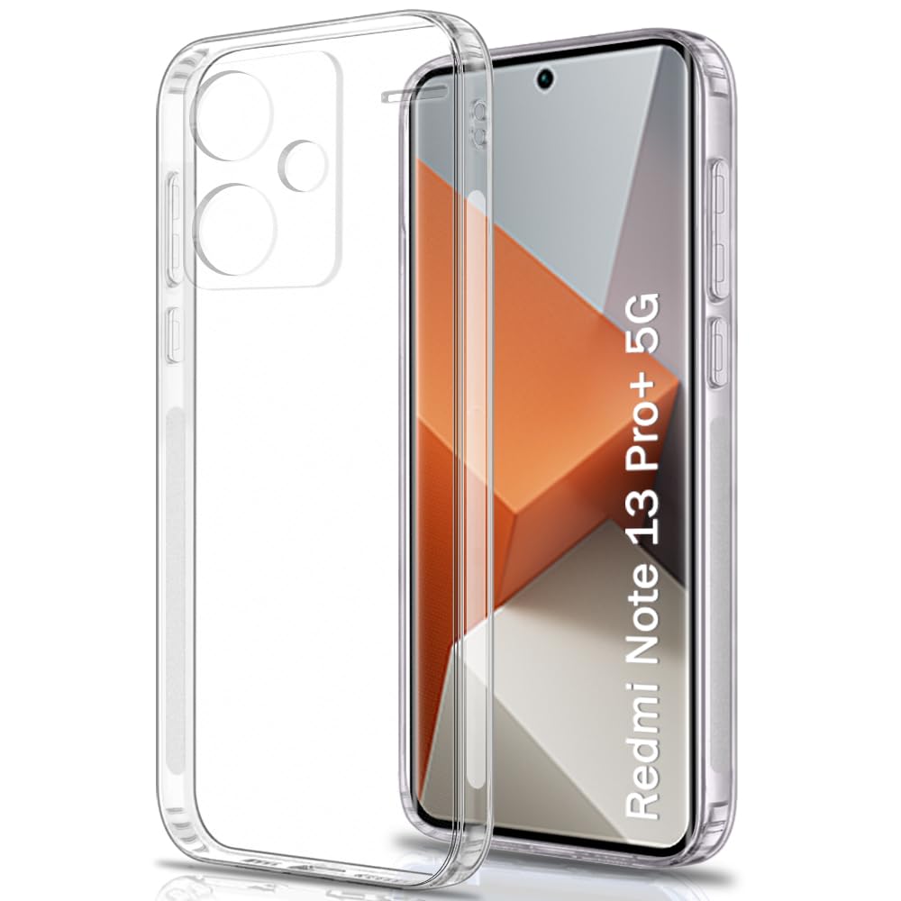 Back Cover Soft Case for Mi Redmi Note 13 Pro Plus 5G | Best Camera Protection | Inbuilt Dust Plugs & Anti-Slip Grip | Ultra Slim Case for Redmi Note 13 Pro Plus (Silicone, Transparent)