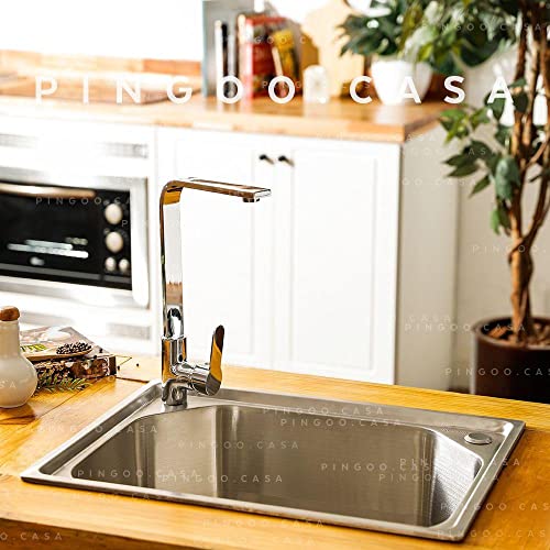 Pingoo.Casa, Kit Cuba para Cozinha com Acessórios, Gourmet, Aço Inox, Guarani e Torneira Misturador