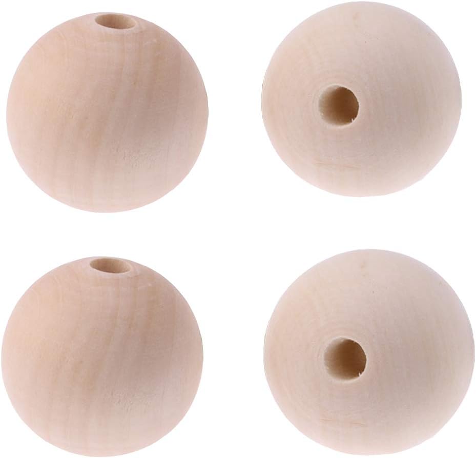 100pcs Wood Round Pearl Beads Ball 25mm Wooden Spacer Craft Beads for Craft Keychain Farmhouse Decor Jewelry Making