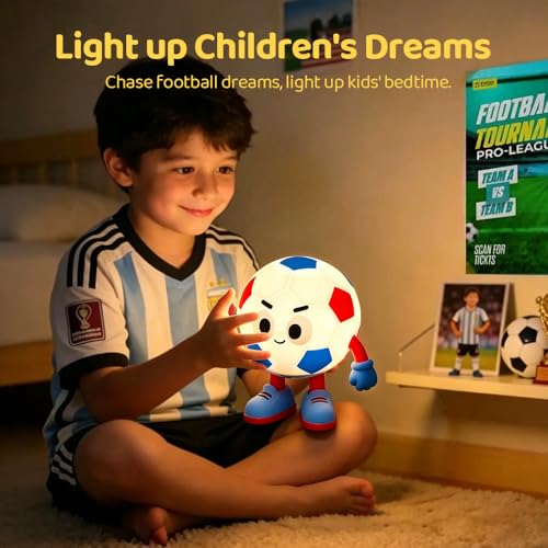 Image of S NMT Silicone Soccer Night Light, RGB Color Changing Rechargeable Nightlight, Timing 2 Level Brightness Sleeping Table Decoration Bedside Lamp with Touch Control