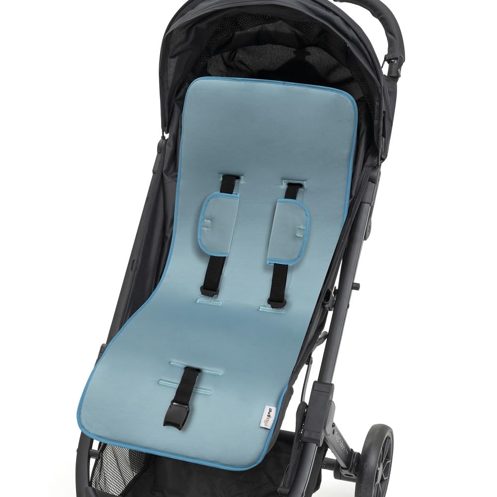 Interbaby Colchoneta Silla Paseo Universal para Verano | Transpirable y Cómoda | Funda Carro Bebe 100% Algodón, 84x34cm, Protectores para Arnés | Funda Silla Paseo Liso Verde