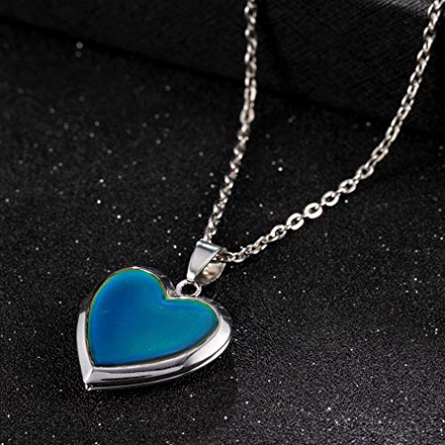 Preisvergleich Produktbild TTDAltd Halskette Romantischer Bilderrahmen Stimmung Liebe Herz Kristall Anhänger Kette Halskette Temperaturänderung Farbkette