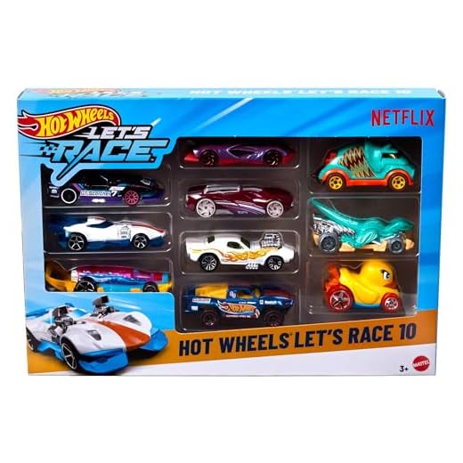 Hot Wheels Let’s Race – Set da 10 Veicoli (Un Set a Sorpresa tra Stili Assortiti), macchinine 1:64 dalla Serie Animata Netflix, per Giocare o esporre, con Dettagli Autentici, per Bambini 3+, JGN40