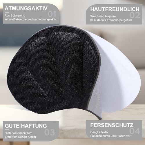 6 Paar Fersenpolster Schwarz, Fersenschutz Schuheinlagen Antirutsch Fersenkissen Selbstklebend Fersenpads für die Meisten Arten