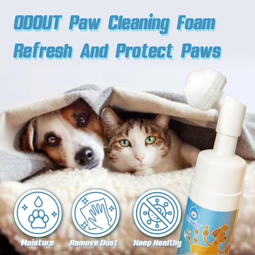 Image of Dog Paw Cleaner No-Rinse Foaming Cleanser with Scrubber Brush, Pet Paw Wash Waterless Foot Foam for Dogs Puppy and Cats, Fragrance Free Safe for All Pets, 5fl.oz (150ml)