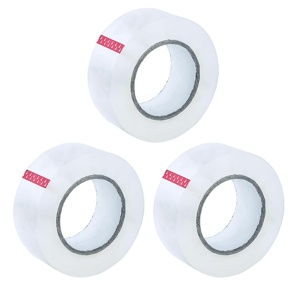 HEXAR Heavy Duty Packing Tape, 45 MM x 183 Meters (200 Yards) Packaging Tape for Sealing Parcel Boxes Office Home School Use Strong Adhesive Tape Super Secure Sticky Seal (183M ROLL, CRYSTAL CLEAR, 3)