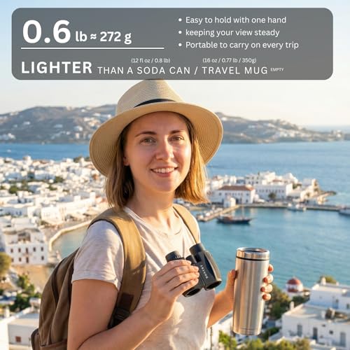 Hontry Binoculars for Adults and Kids, 10×25 Compact Binoculars for Bird Watching, Theater and Concerts, Hunting and Sport Games