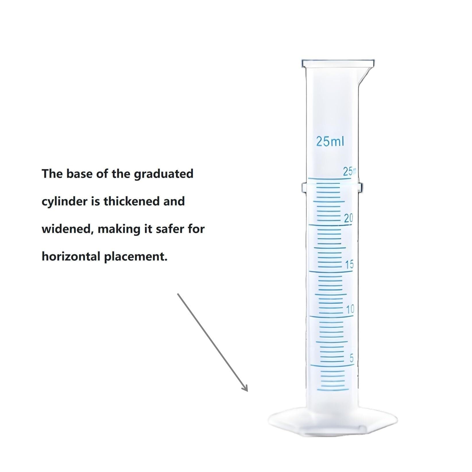 Probeta de Laboratorio para Ciencias, Cilindros graduados de plástico de 25 ml y 50 ml, Paquete Transparente de 6(50ML)