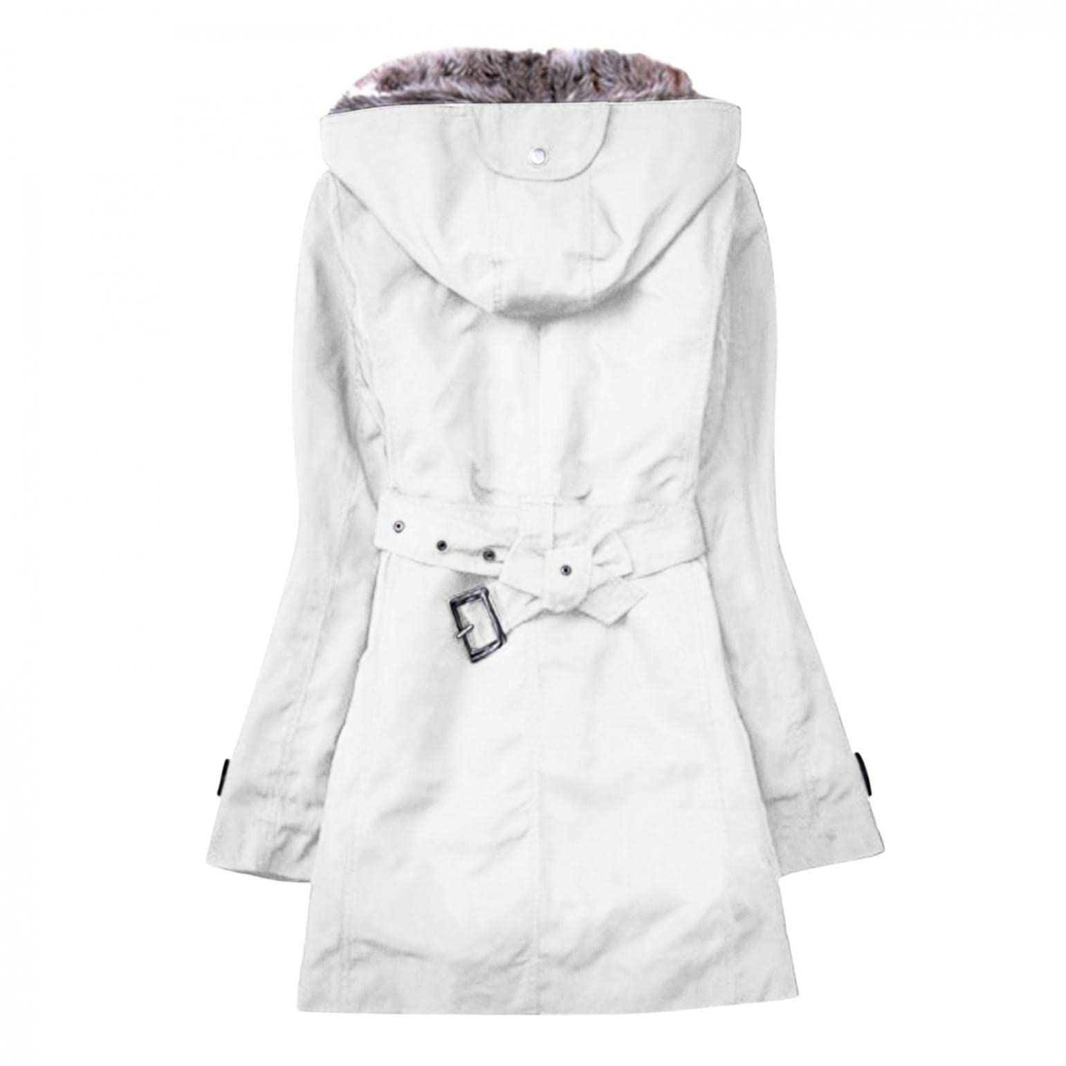 Damen Daunenmantel Lang Winterjacke Kunstfell Kapuze Jacke Felljacke Warm Fleece Gefütterte Daunenjacke Wintermantel Kapuzemantel