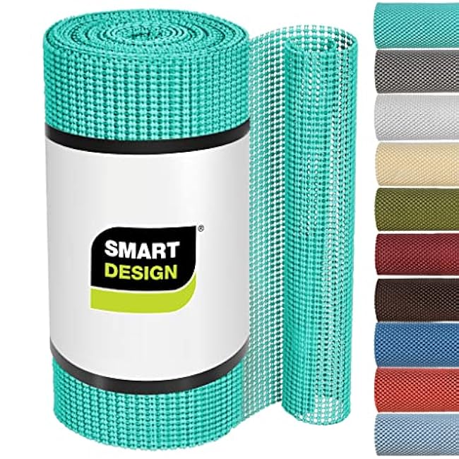 Smart Design Classic Grip Shelf Liner - 18 in x 5 Ft - Non-Adhesive Home Organization Shelf Liner - Strong Grip, Non-Slip, Easy Clean - Perfect for Shelves, Kitchen Cabinet Protection - Mint