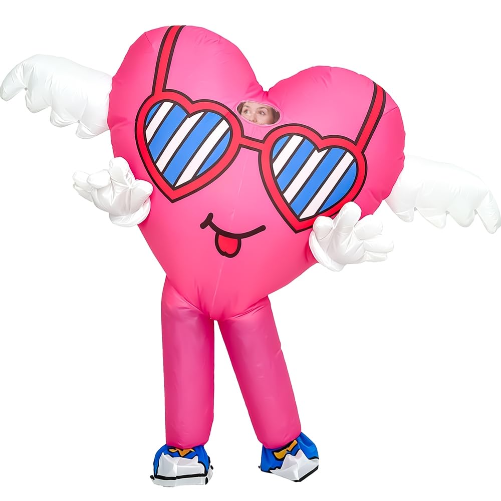 Rafalacy Disfraz inflable de amor para adultos, disfraz de corazón rosa para San Valentín, día de la madre, boda, aniversario