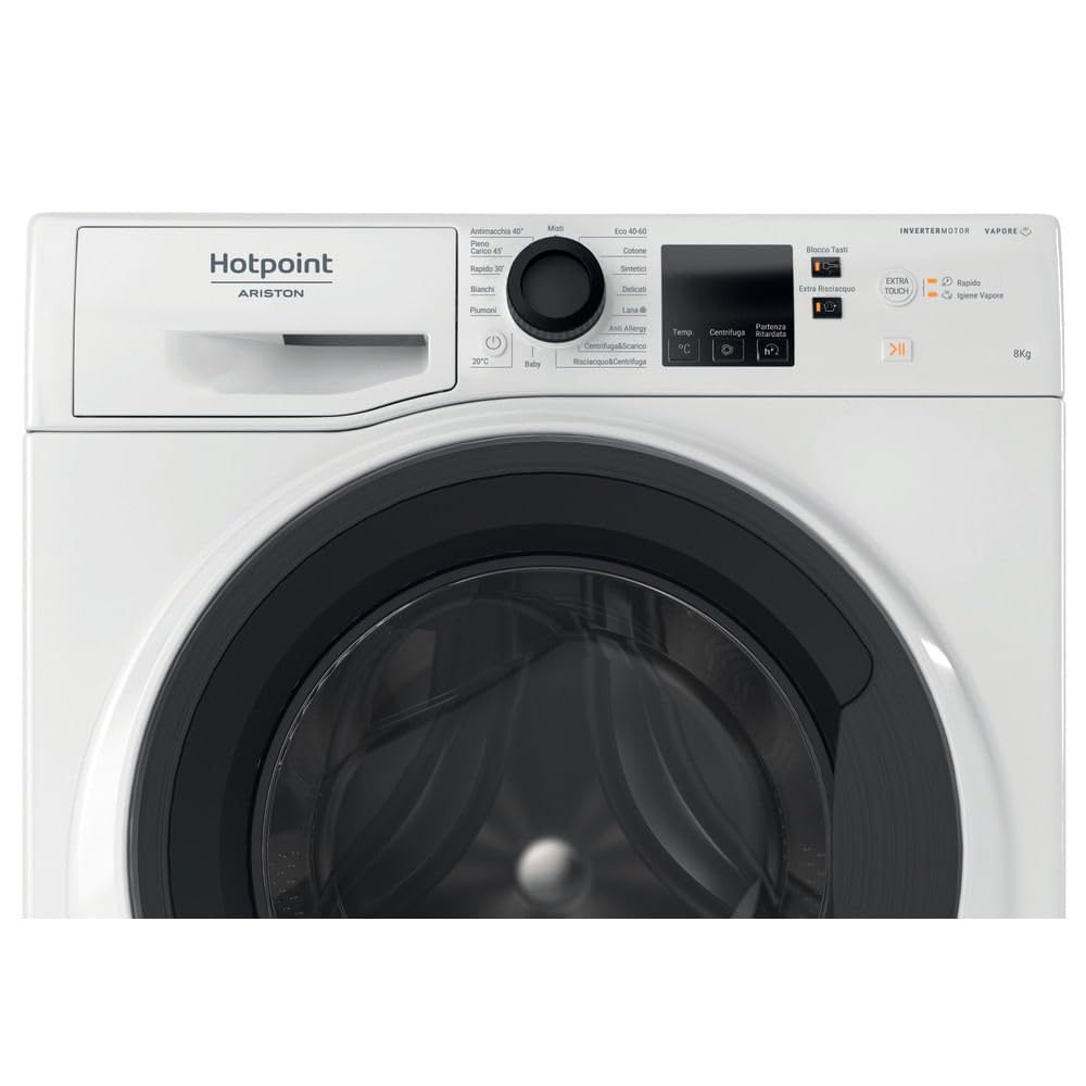 Hotpoint NF86WK IT Lavatrice a Libera Installazione a Carica Frontale. Classe Energetica A. Centrifuga 1400 giri al minuto. 8.0 kg, Larghezza: 59.5, Profondità: 60.5, Altezza: 85 cm.